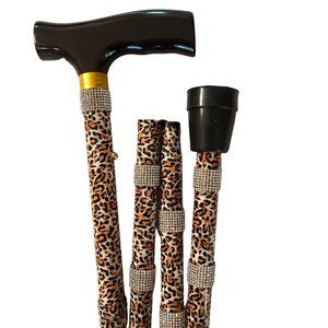Brown Cheetah Diamond Bling Walking Cane